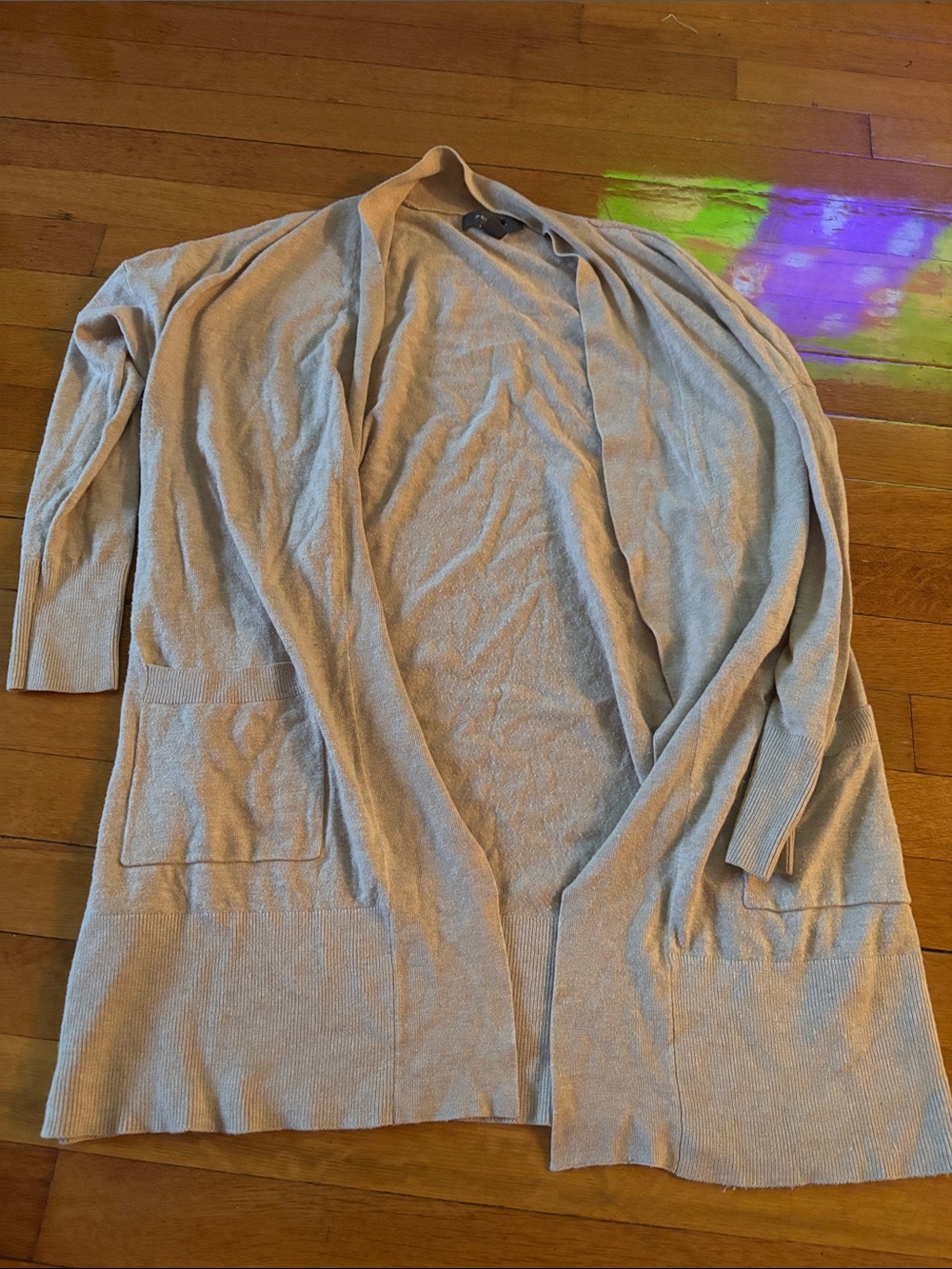 Primark Light Beige Open Cardigan with Rib Trim